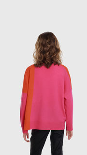 Coral & Pink Roll Neck Merino Knit