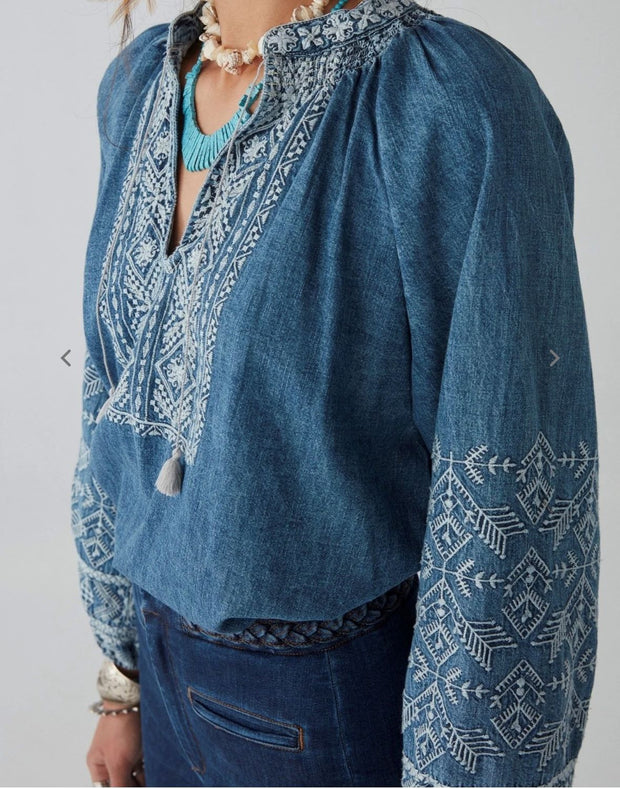 Audrey Blouse in Denim Romance