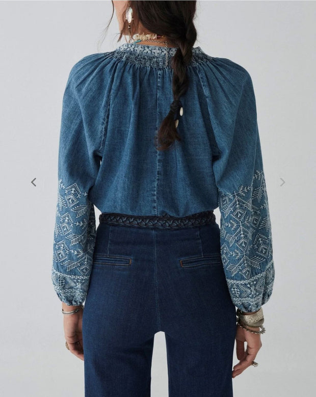 Audrey Blouse in Denim Romance