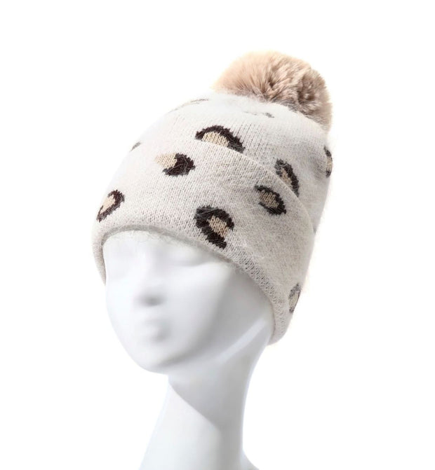 Ivory Leopard Faux Fur Hat