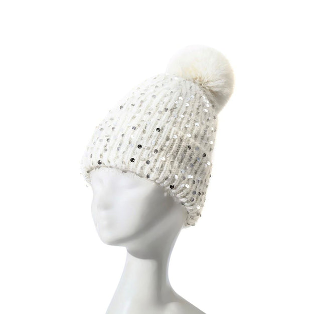 Winter White Sequin Hat