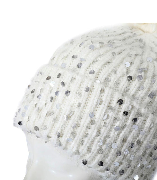 Winter White Sequin Hat