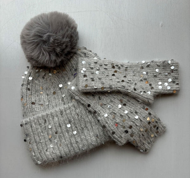 Silver Grey Sequin Hat